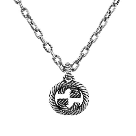 gucci interlocking g sterling silver pendant necklace|gucci interlocking g necklace gold.